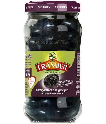 OLIVES DÉNOYAUTÉES À LA GRECQUE ET HUILE D'OLIVE VIERGE 220G