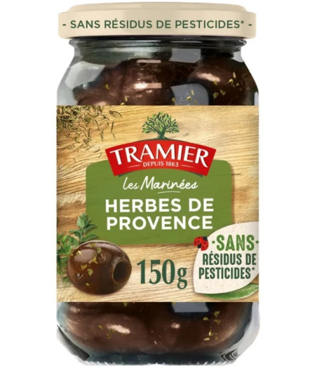 OLIVES NOIRES CONFITES AUX HERBES DE PROVENCE TRAMIER 150G
