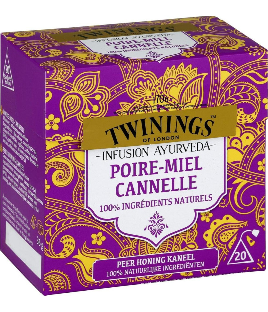INFUSION TWININGS AYURVEDA POIRE MIEL CANNELLE  20 SACHETS 36G