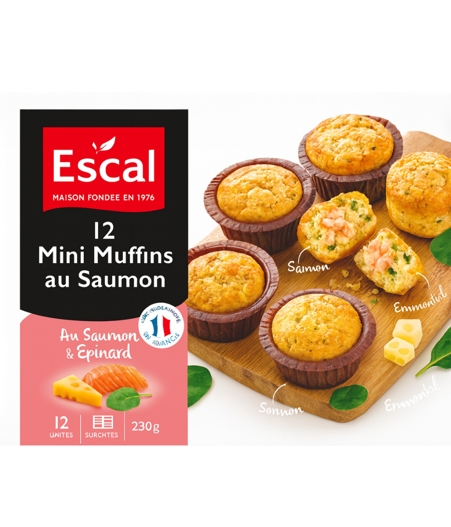 12 MUFFINS AU SAUMON ESCAL 230G