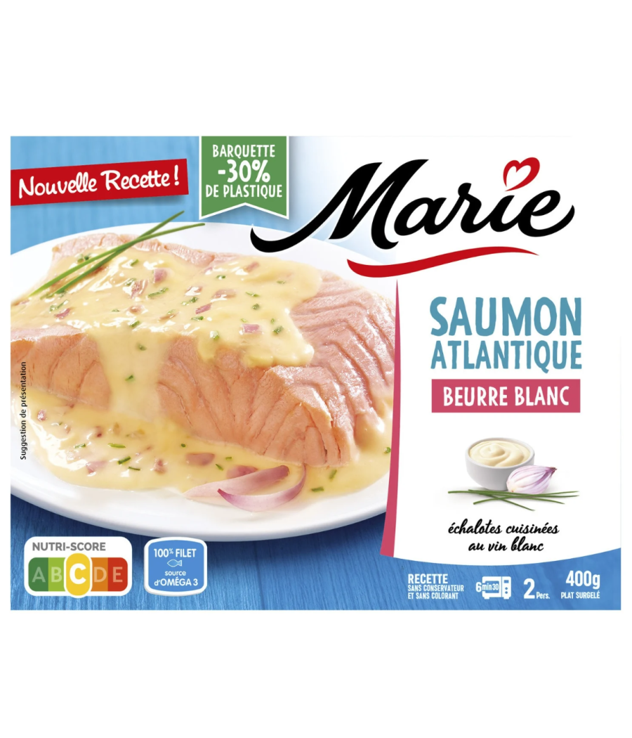 SAUMON ATLANTIQUE AU BEURRE BLANC - ECHALOTES CONFITES AU VIN BLANC MARIE 400G
