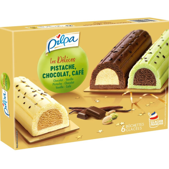 BUCHETTES GLACEES PISTACHE CHOCOLAT CAFE PILPA 348G