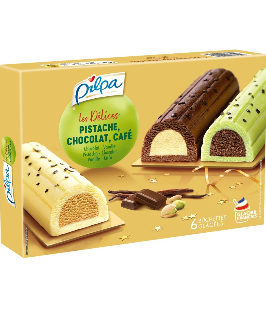 BUCHETTES GLACEES PISTACHE CHOCOLAT CAFE PILPA 348G