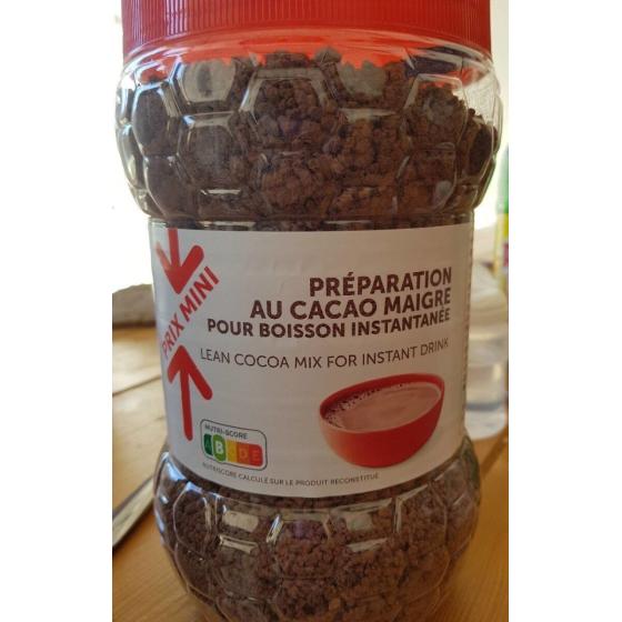 PREPARATION AU CACAO MAIGRE POUR BOISSON INSTANTANEE 800 G