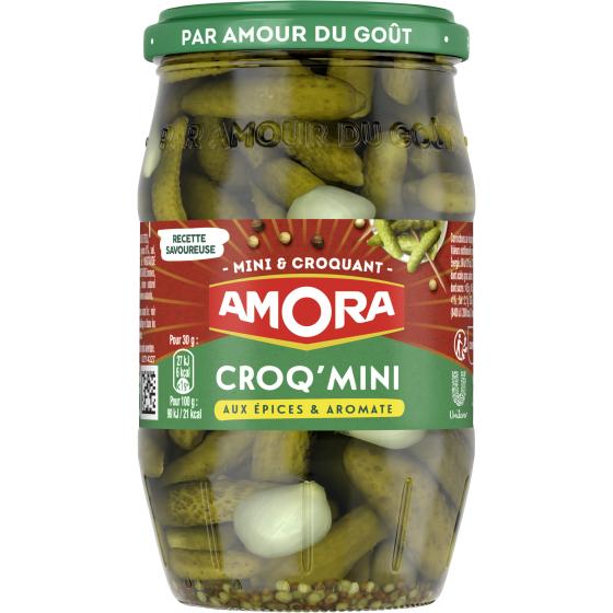 CORNICHONS CROQ'MINI AUX EPICES & AROMATES AMORA 210G