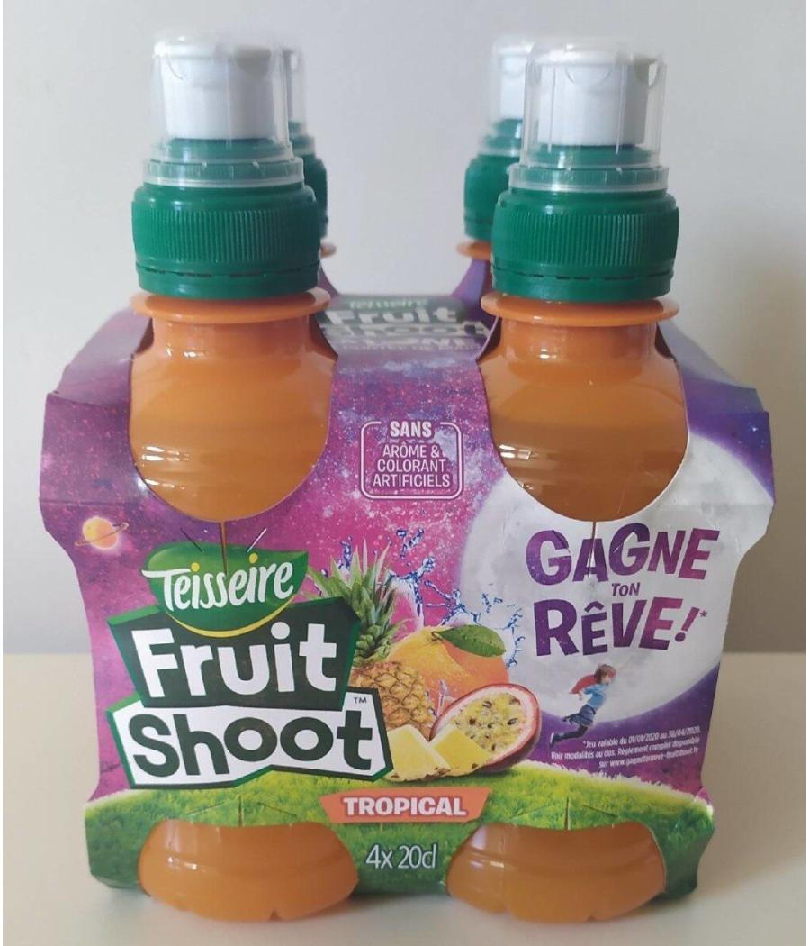 FRUIT SHOOT TROPICAL - BOISSON RAFRAICHISSANTE AUX FRUITS 4 X 20 CL