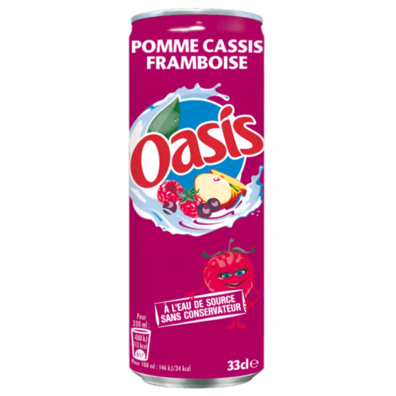 BOISSON POMME CASSIS FRAMBOISE OASIS 33CL