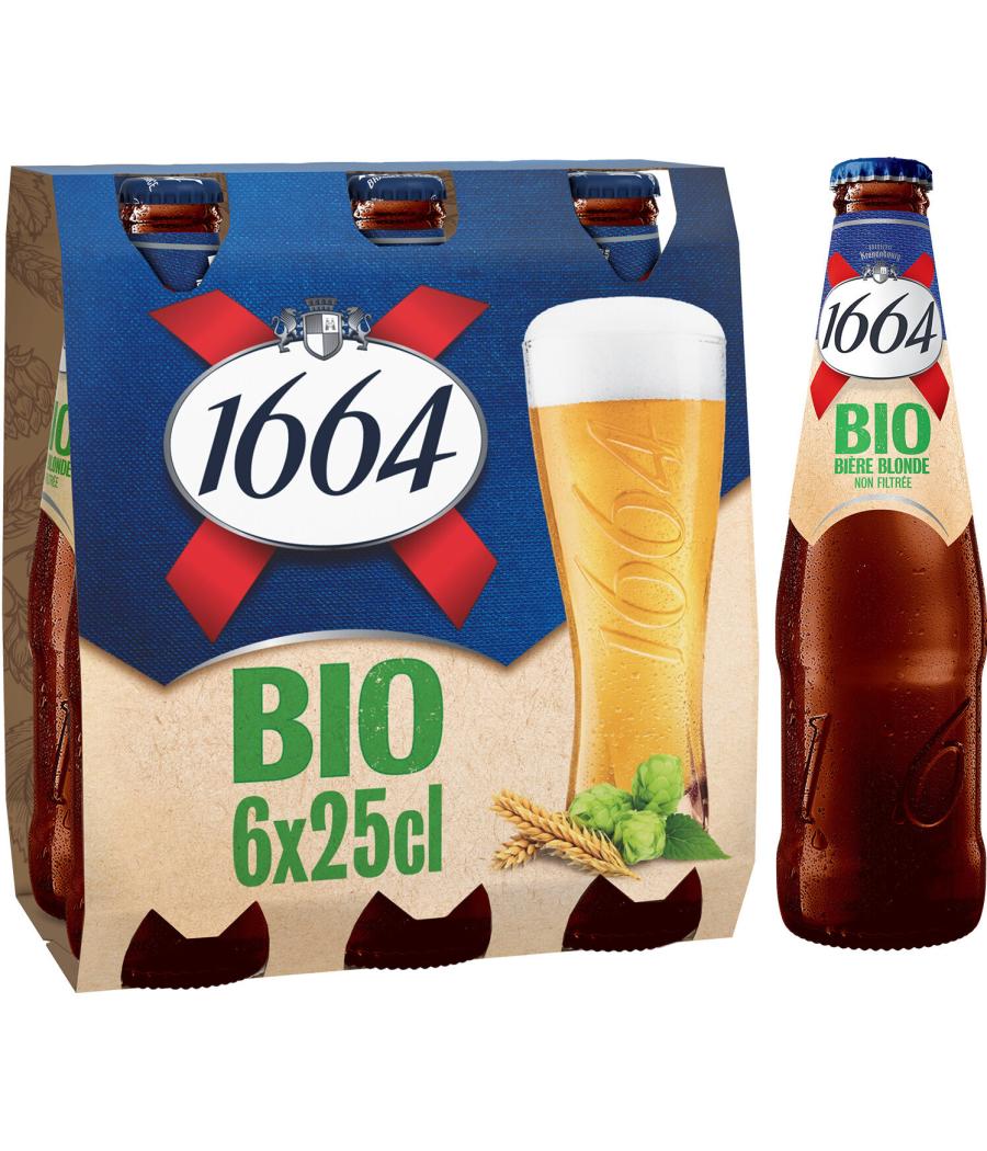 BIERE BLONDE NON FILTRE BIO 1664 6X25CL