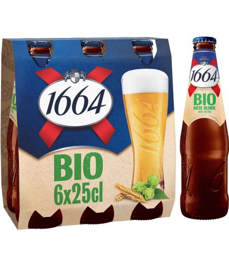 BIERE BLONDE NON FILTRE BIO 1664 6X25CL
