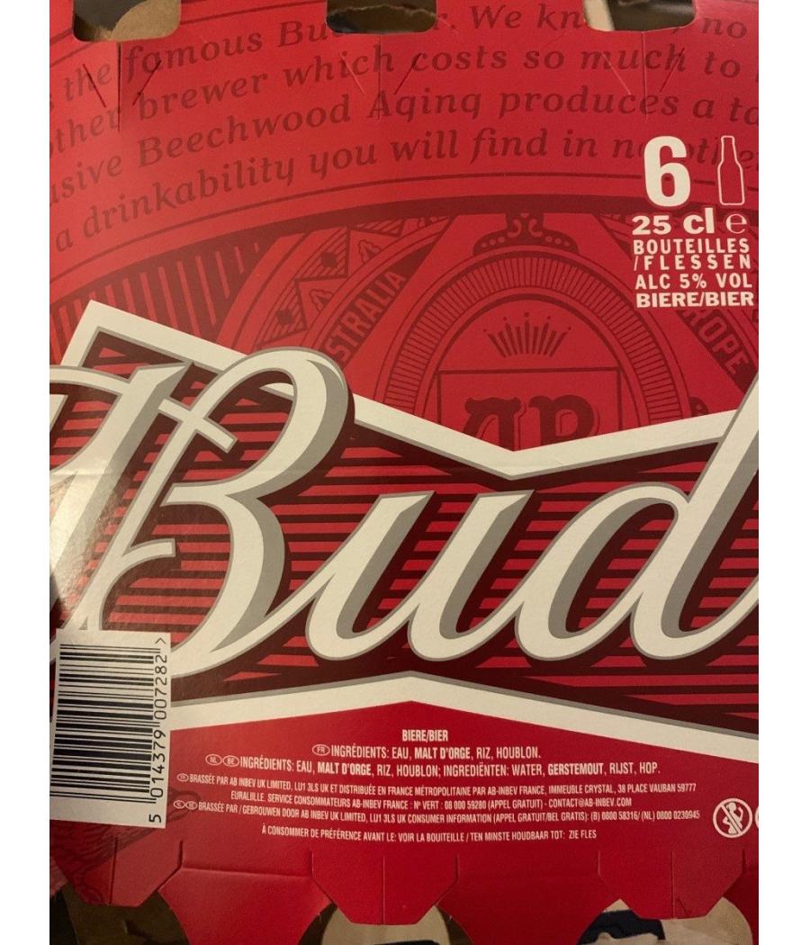 BIERE BLONDE 5° BUD 6X25CL