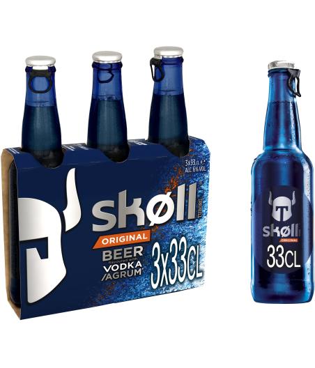 BIERE AROMATISEE VODKA AGRUMES SKOLL 3 X 33CL 6.0 DEGRE ALCOOL
