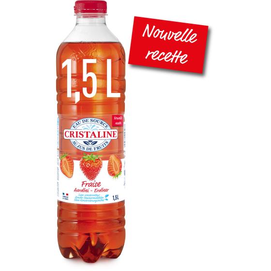 BOISSON CRISTALINE EAU DE SOURCE AU JUS DE FRUITS FRAISE 1.5L