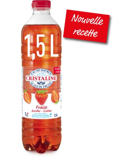 BOISSON CRISTALINE EAU DE SOURCE AU JUS DE FRUITS FRAISE 1.5L
