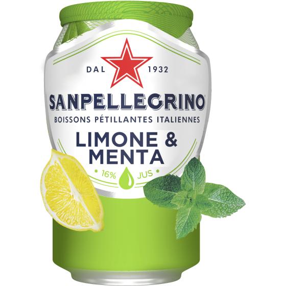 BOISSON SANPELLEGRINO BOIS PETILLANT AU JUS DE CITRON&D'EXTRAIT DE MENTHE 33CL