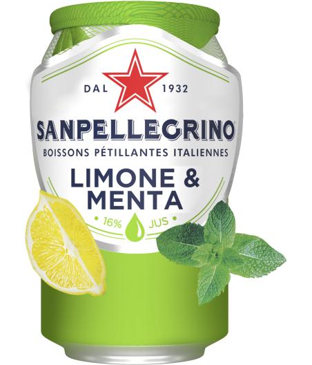 BOISSON SANPELLEGRINO BOIS PETILLANT AU JUS DE CITRON&D'EXTRAIT DE MENTHE 33CL