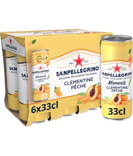 BOISSONS GAZEUSE AROMATISEE CLEMENTINE PECHE SANPELLEGRINO 6X33CL